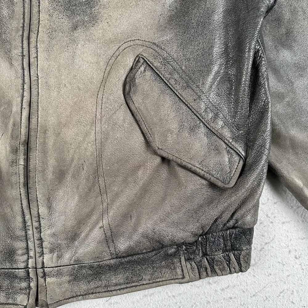 Eddie Bauer Legends Journeyman Bomber Jacket Men's Medium Black Leather Flight - Picture 3 of 16